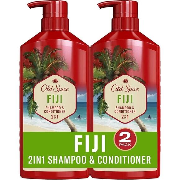 Old Spice Fiji 2-in-1 Shampoo and Conditioner Set Coconut & Tropical Wood Scent - Picture 1 of 9